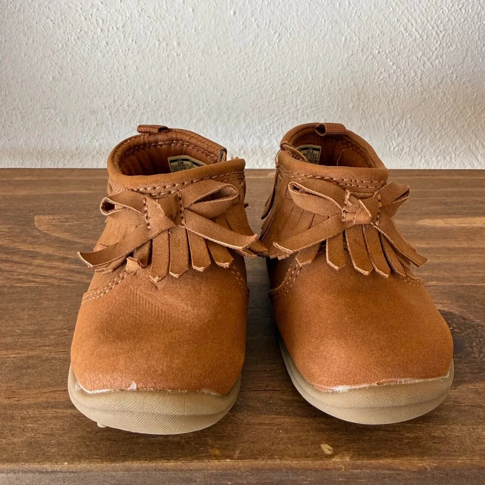 Carter's Every Step Baby Moccasin Size 3M Fringe‎ Boots Brown Hook & Loop S